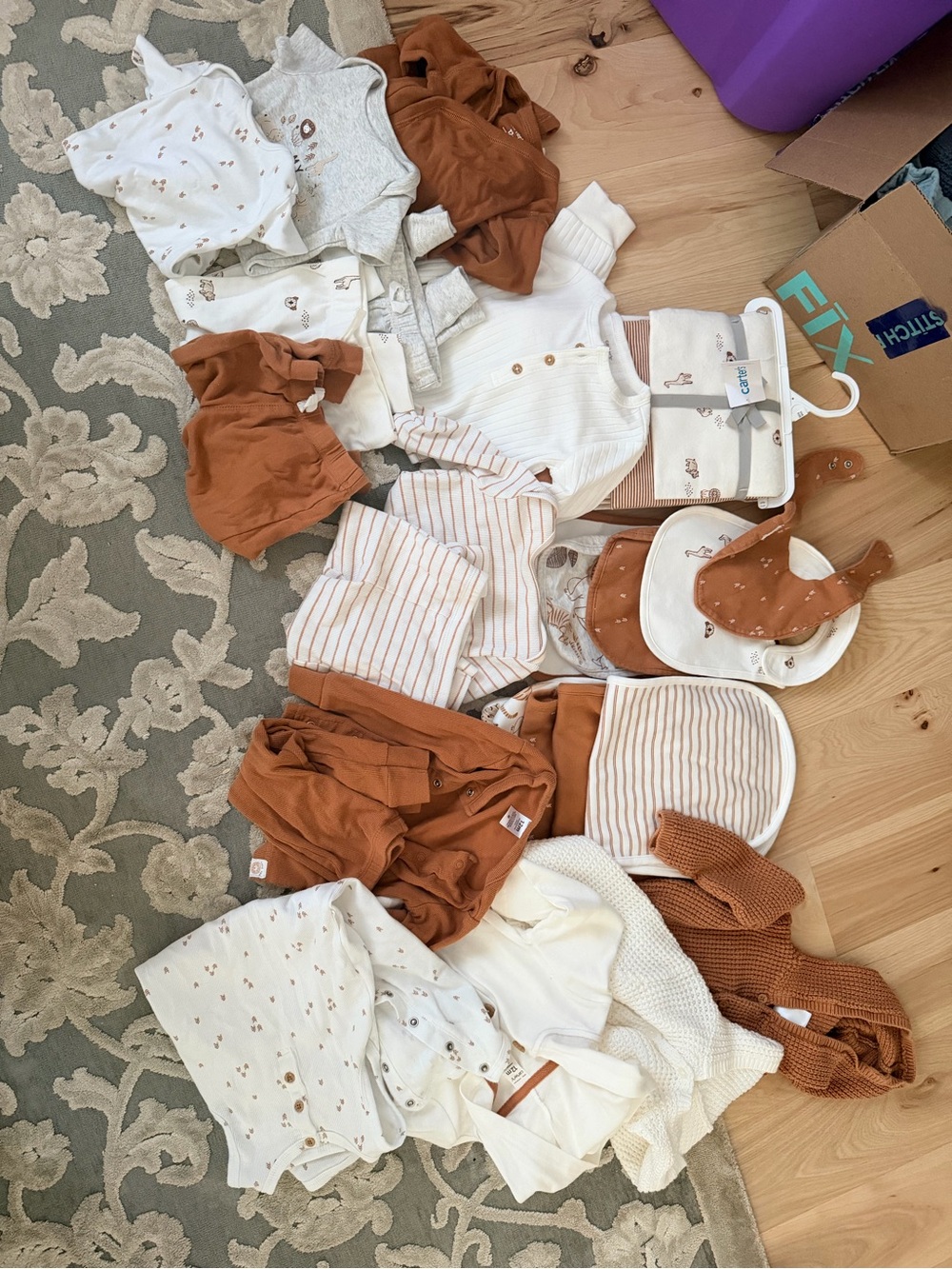 Carter's Neutral & Rust Baby Matching Set - White, Cream, Rust